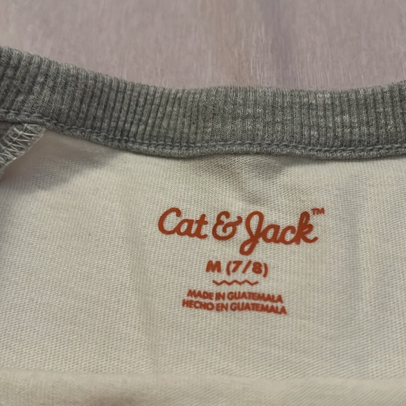 Cat & Jack  Girls sz 7/8 (M)  white w/grey long sleeve shirt & pocket - Picture 4 of 4